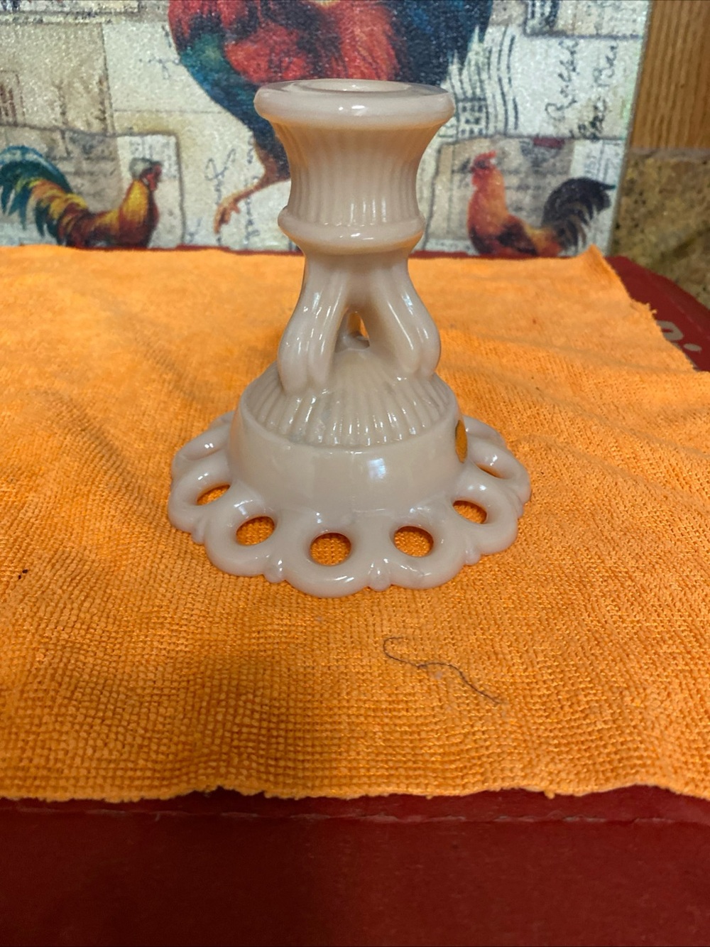Westmoreland Cream Milk Glass Candlestick Holder